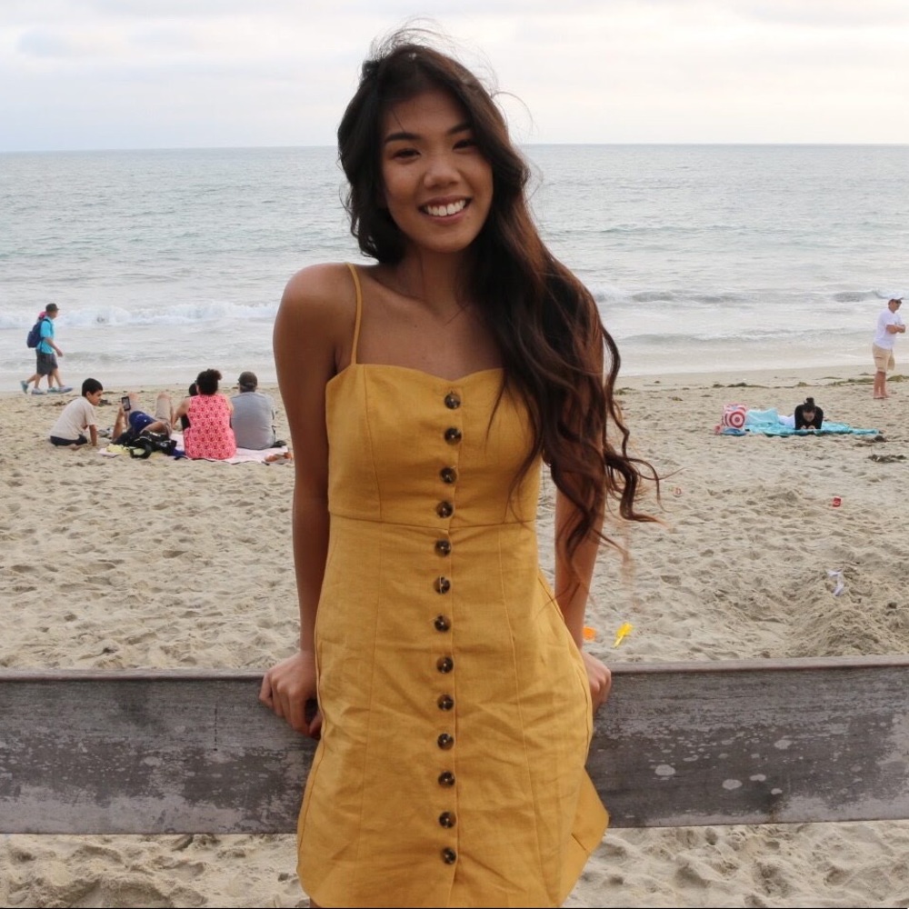 Mustard yellow button dress💛